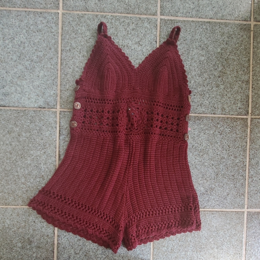 Purple crocheted romper Small